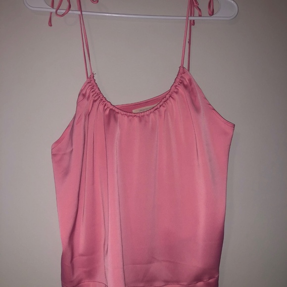 pink satin tank top